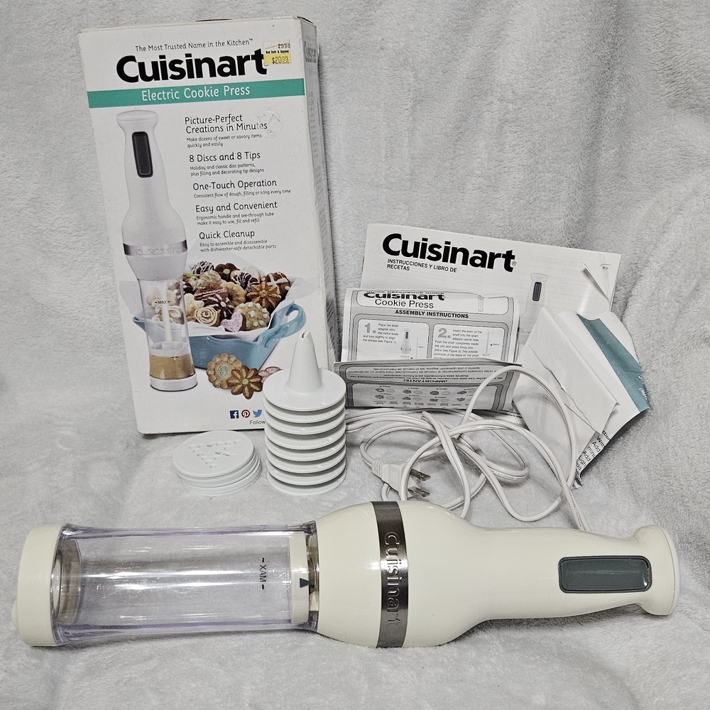 Cuisinart Electric Cookie Press CCP-20 8 Discs 8 Tips‎ COMPLETE